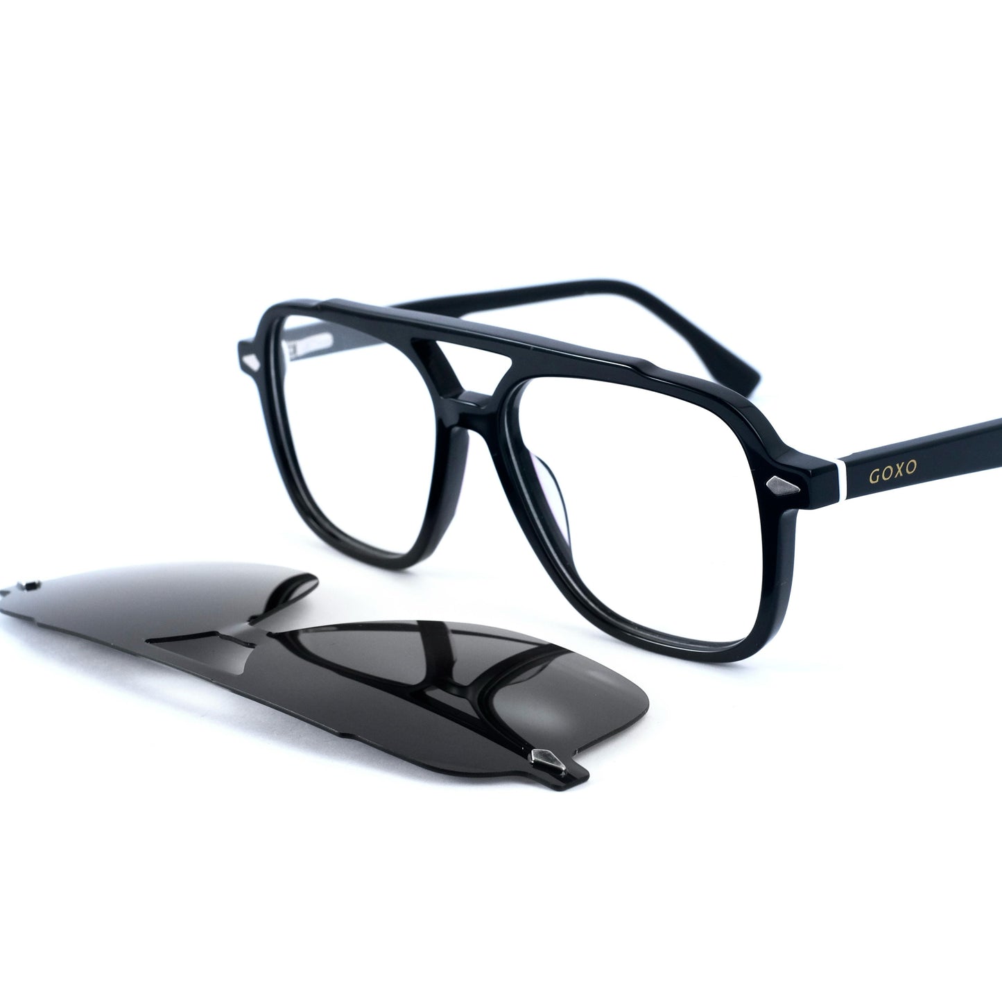 Black clip-on polarized sunglasses