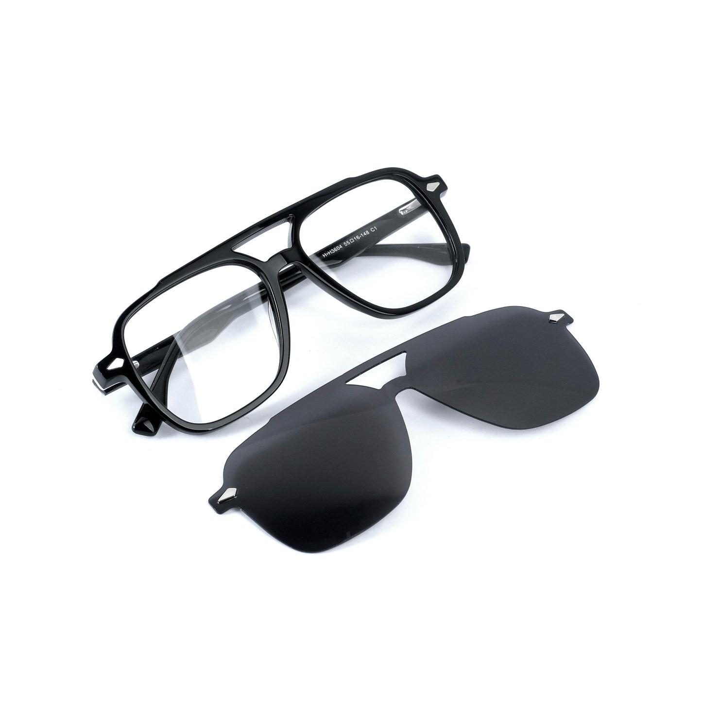 Black clip-on polarized sunglasses