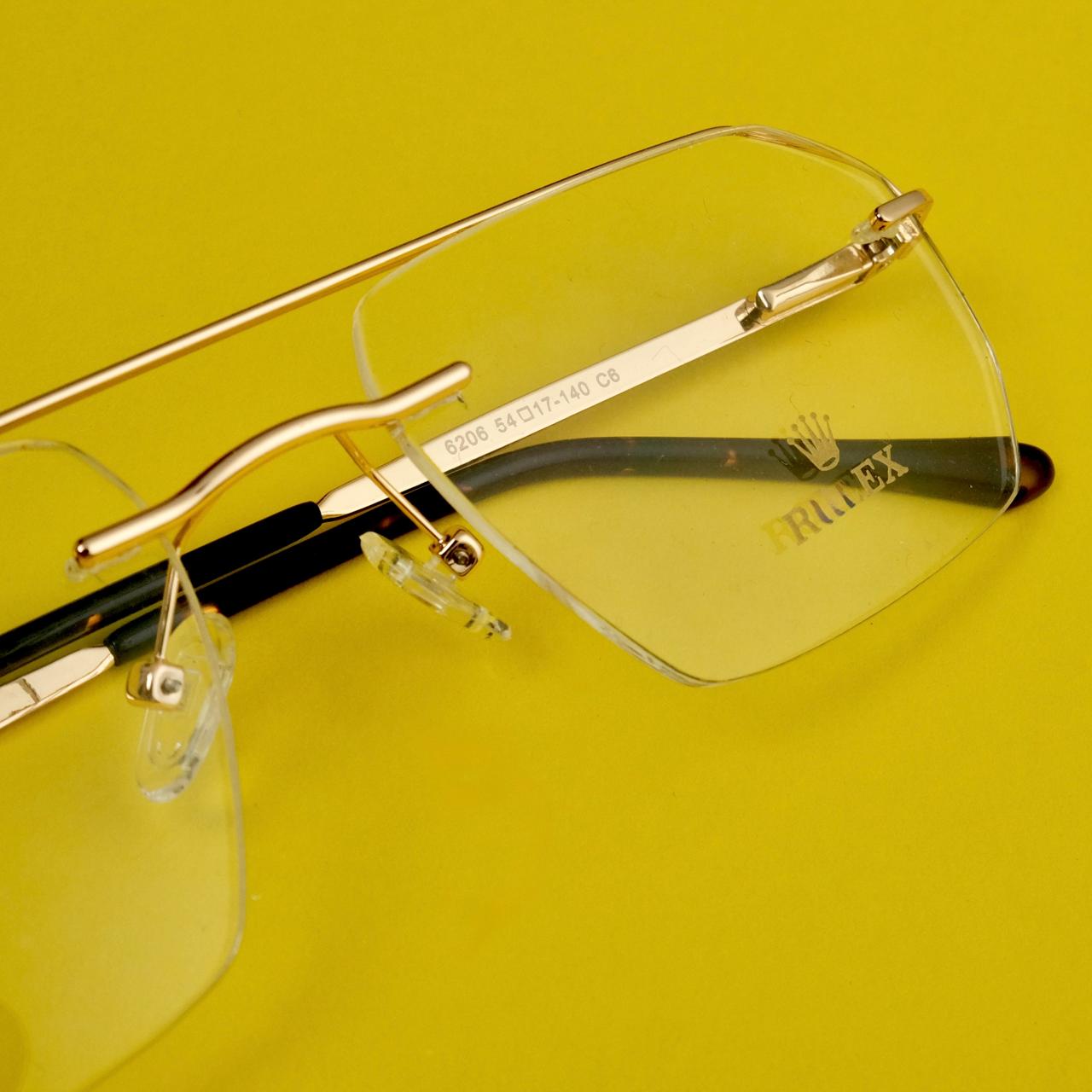 Rimless brand frames golden