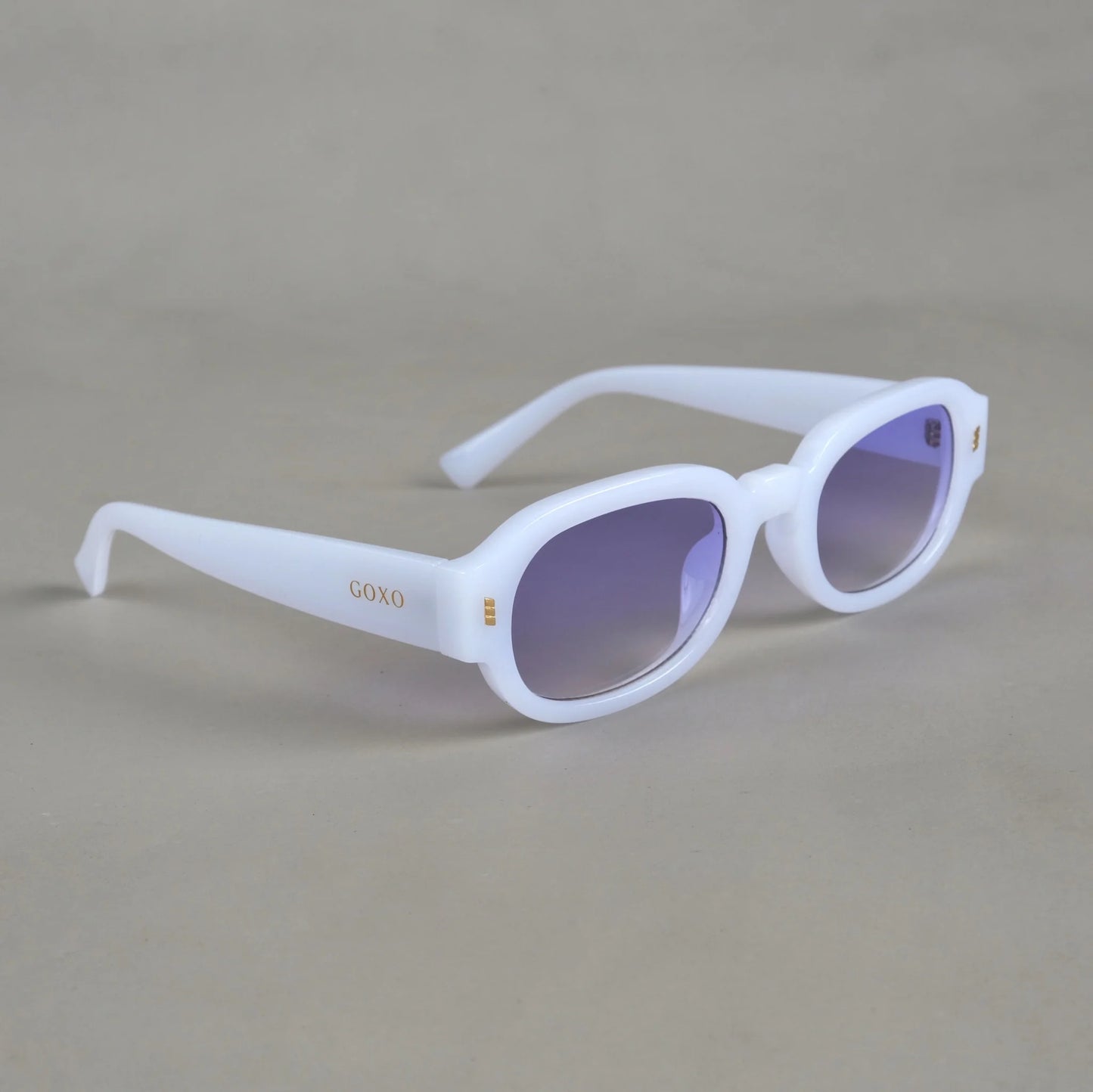 Rectangle oval Pearl white sunglass 387