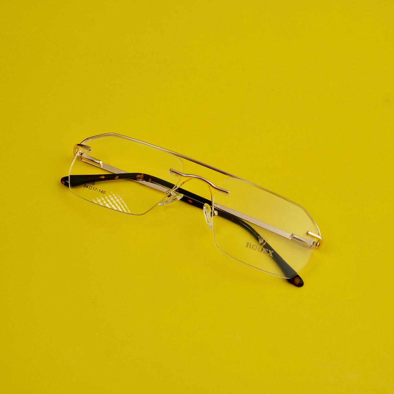 Rimless brand frames golden