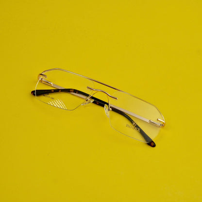 Rimless brand frames golden