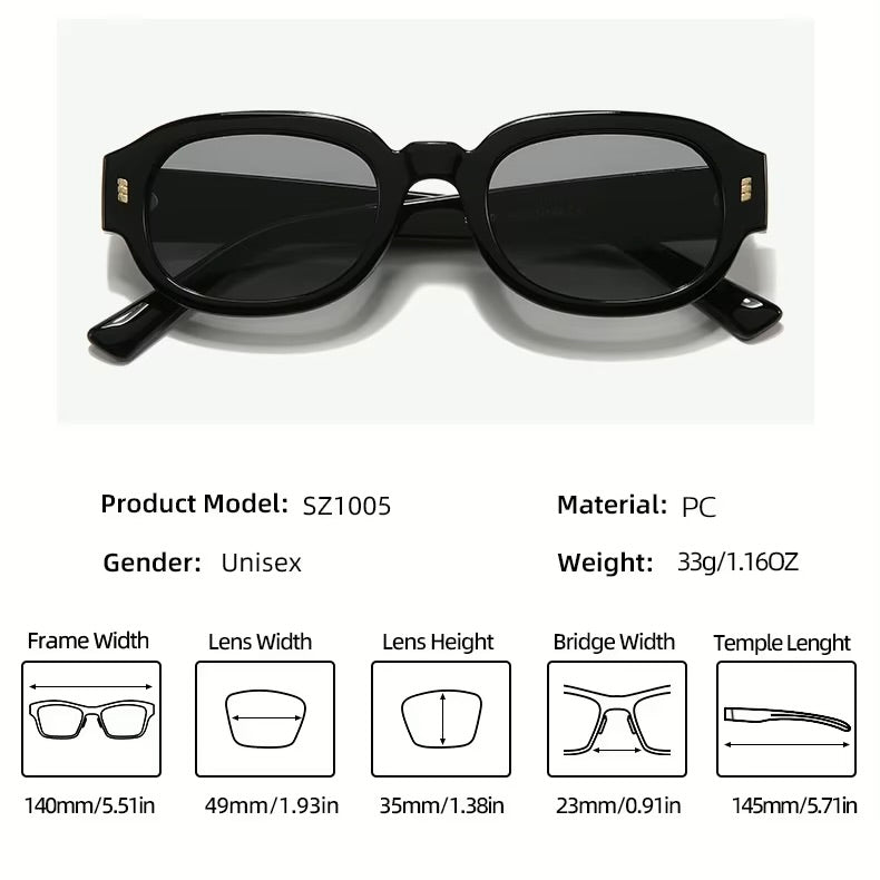 Rectangle oval black sunglass 291