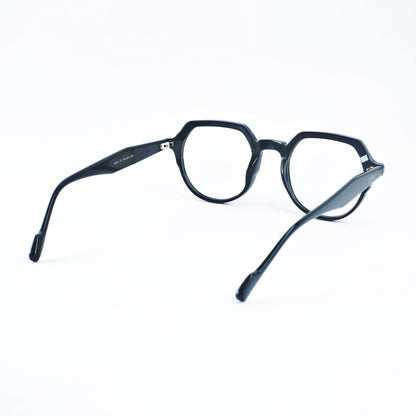 Acetate hexa-round black frames 331