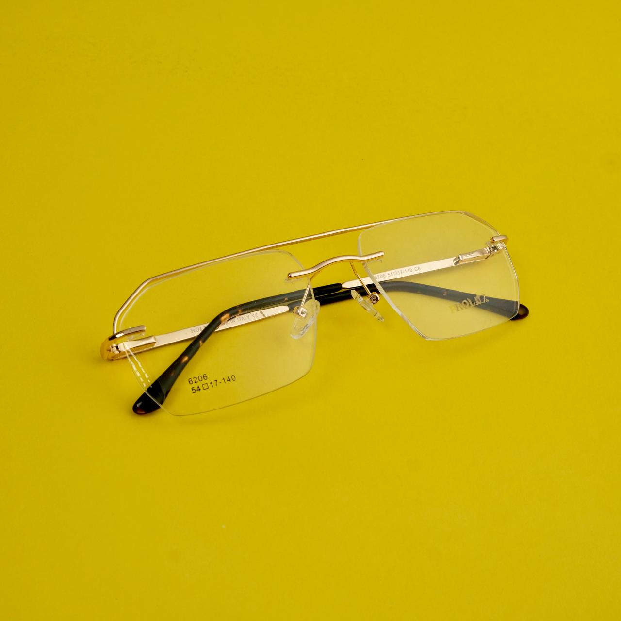 Rimless brand frames golden