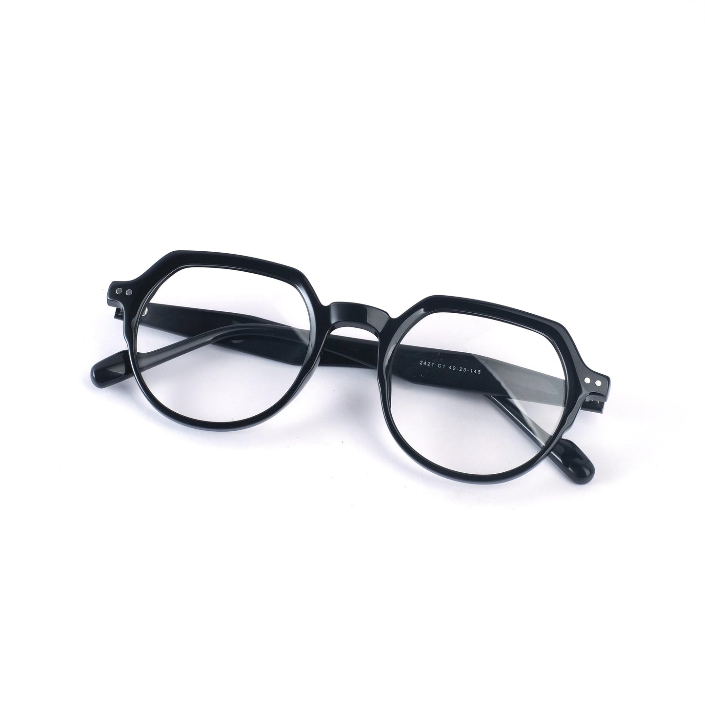 Acetate hexa-round black frames 331