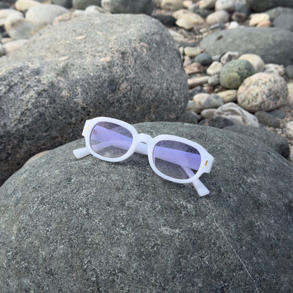 Rectangle oval Pearl white sunglass 387