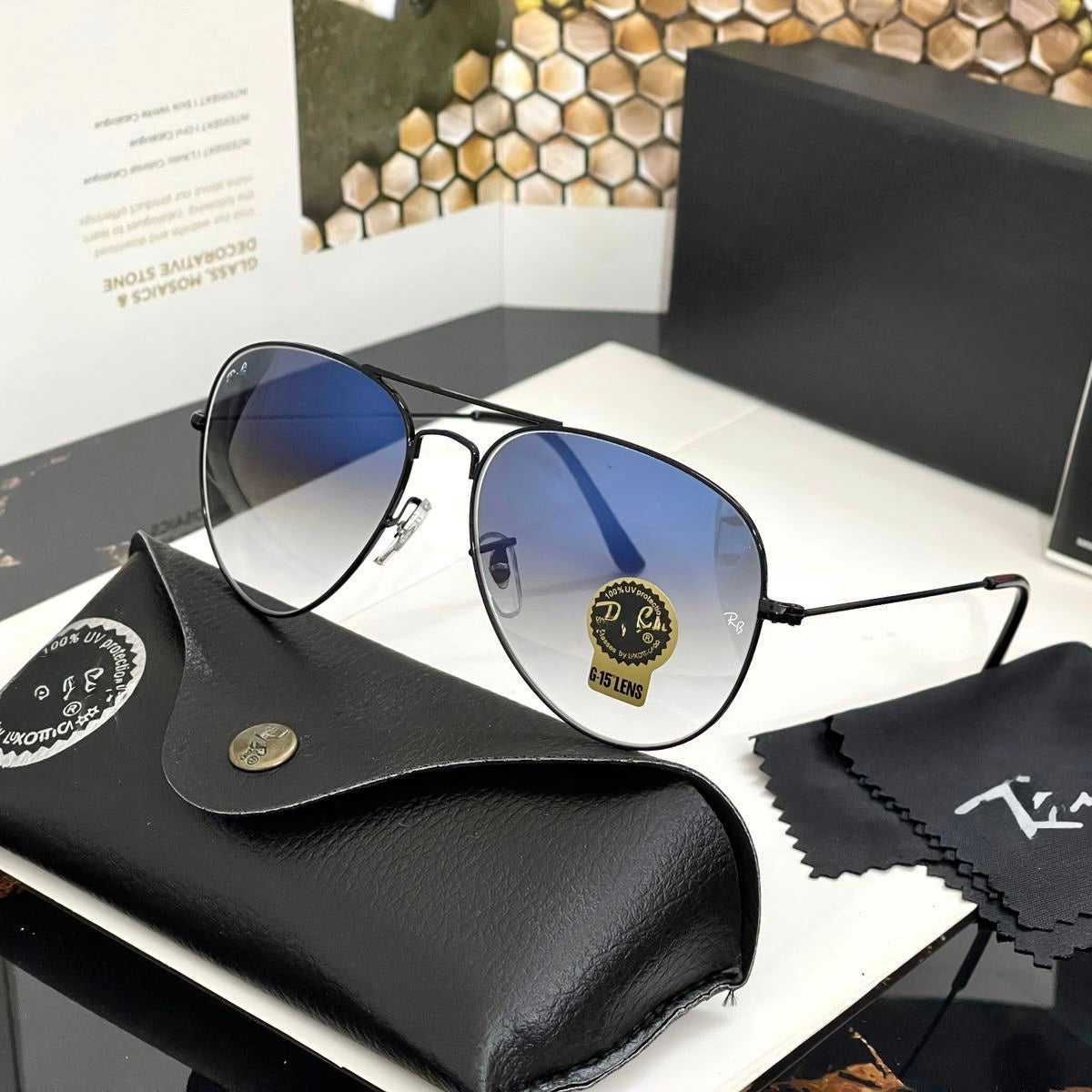 Glass lens blue shade Large 614