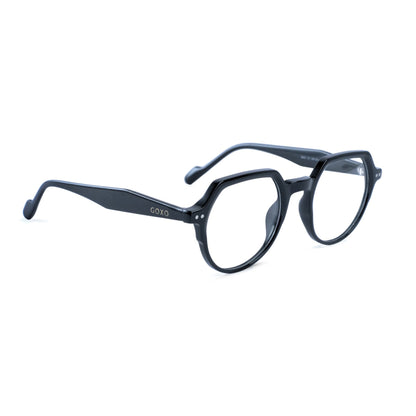 Acetate hexa-round black frames 331