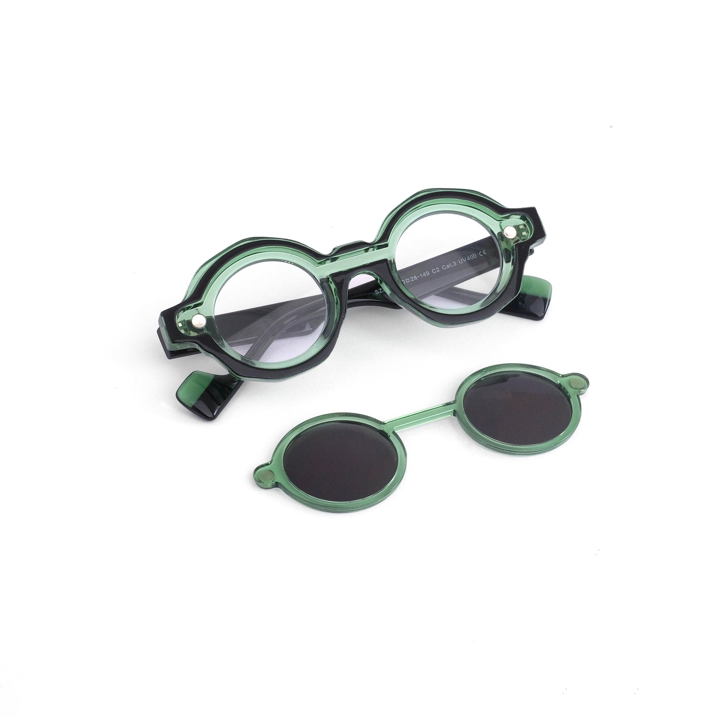 Orbit clip-on polarized green sunglass 861