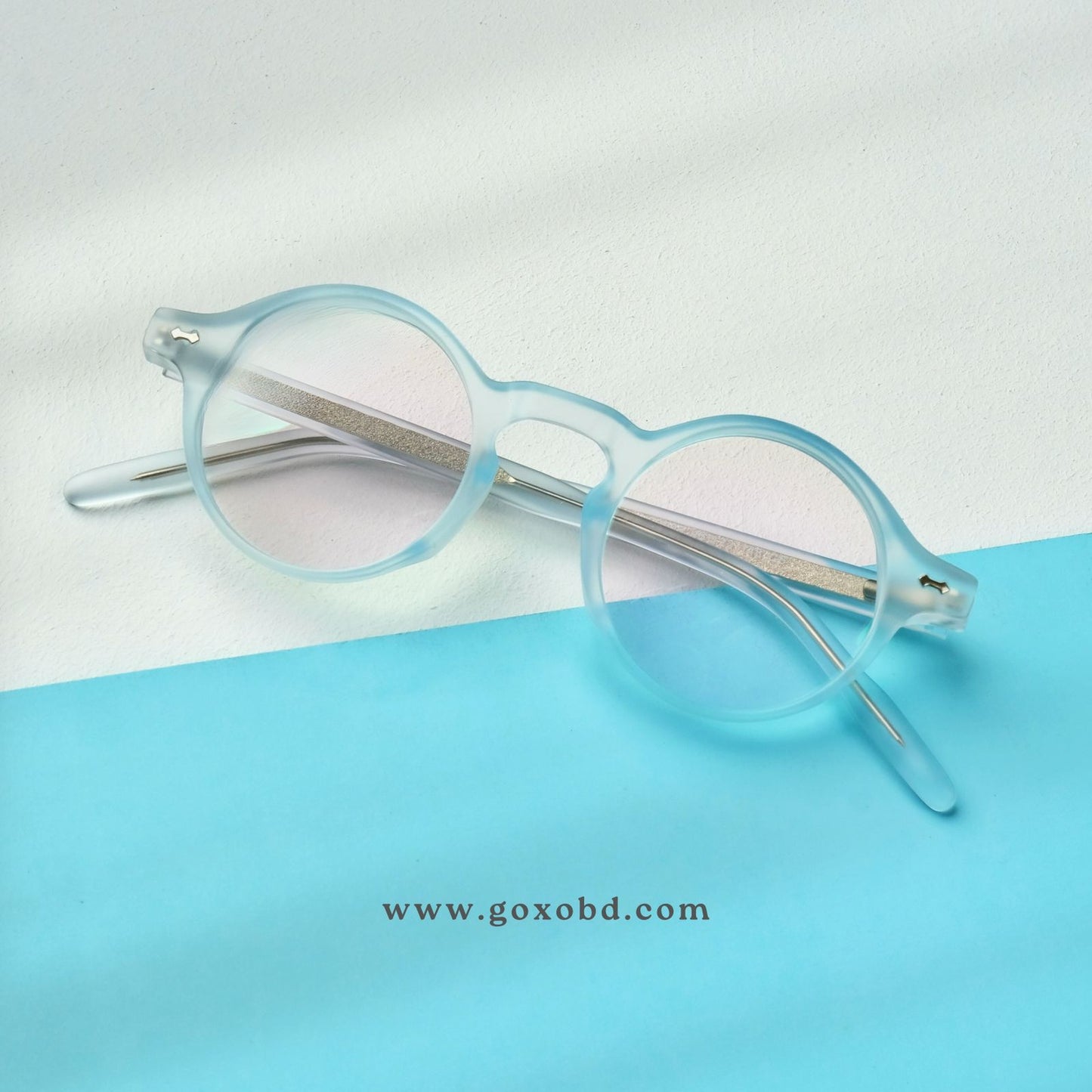 Round Eyeglasses-Matte Sky-B51