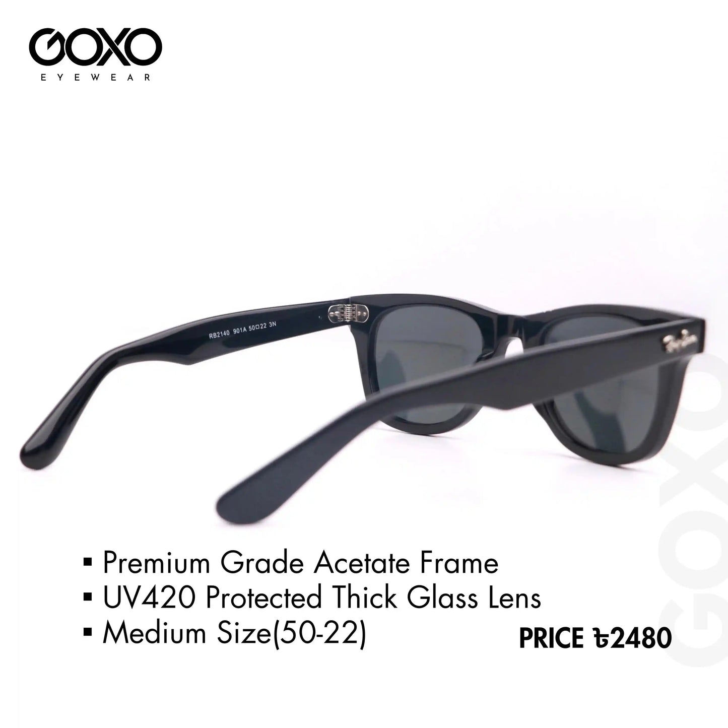 PREMIUM RAY BAN ACETATE WAYFARER BLACK